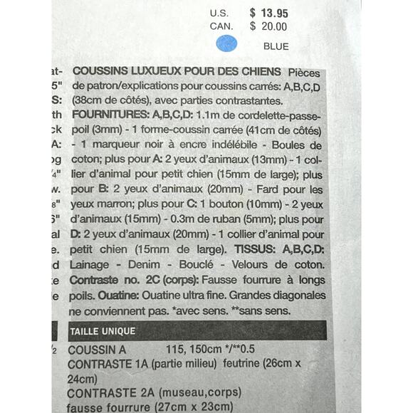 Vogue Pattern 7441 Dog Throw pillows - Picture 8 of 9